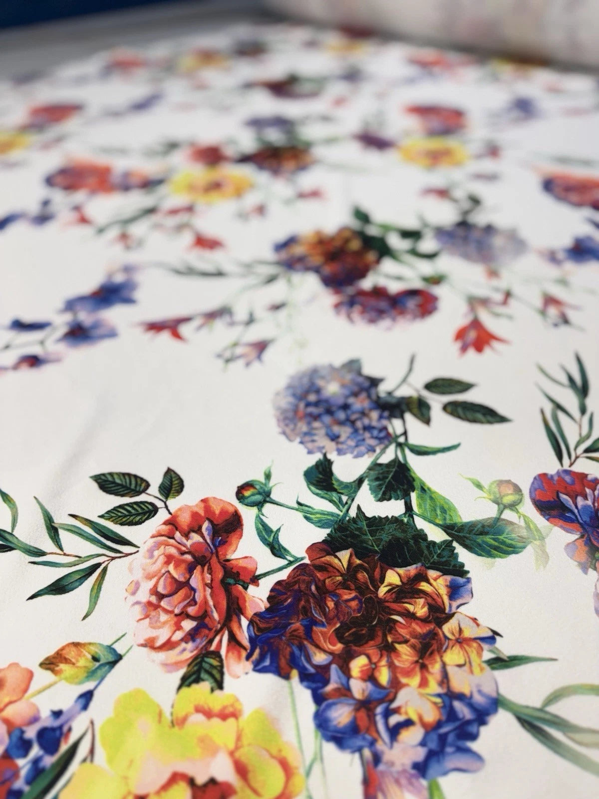 Multicolor Floral Print Liverpool Knit Fabric - Textured Stretch - 148cm