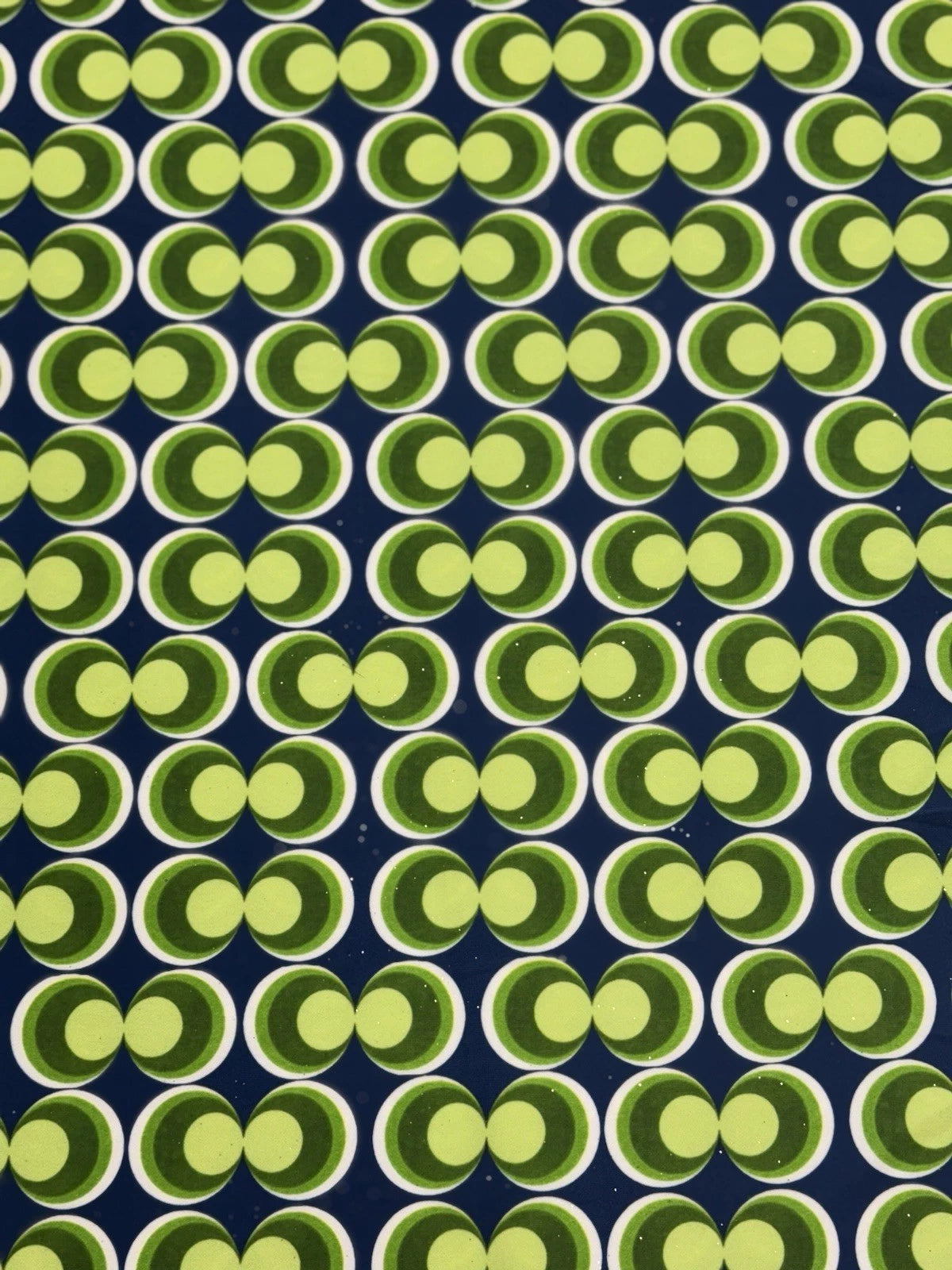Green Navy Retro Geometric Stretch Jersey Fabric Circles Dressmaking 148cm
