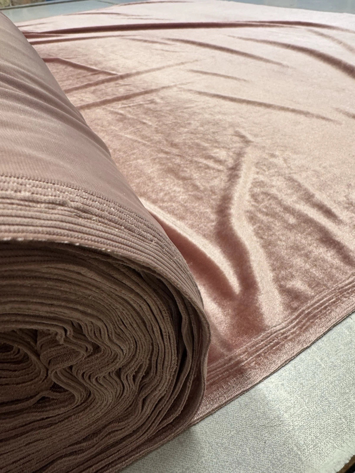 Blush Pink Stretch Velvet Velour Fabric, 145cm Wide, Apparel & Craft