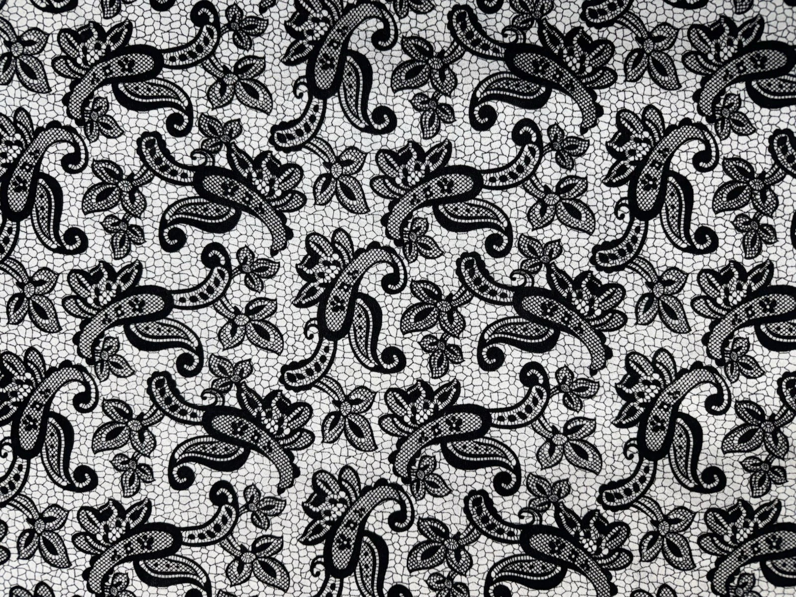 Black & White Textured Lace Print Jersey Dressmaking Fabric UK 153cm