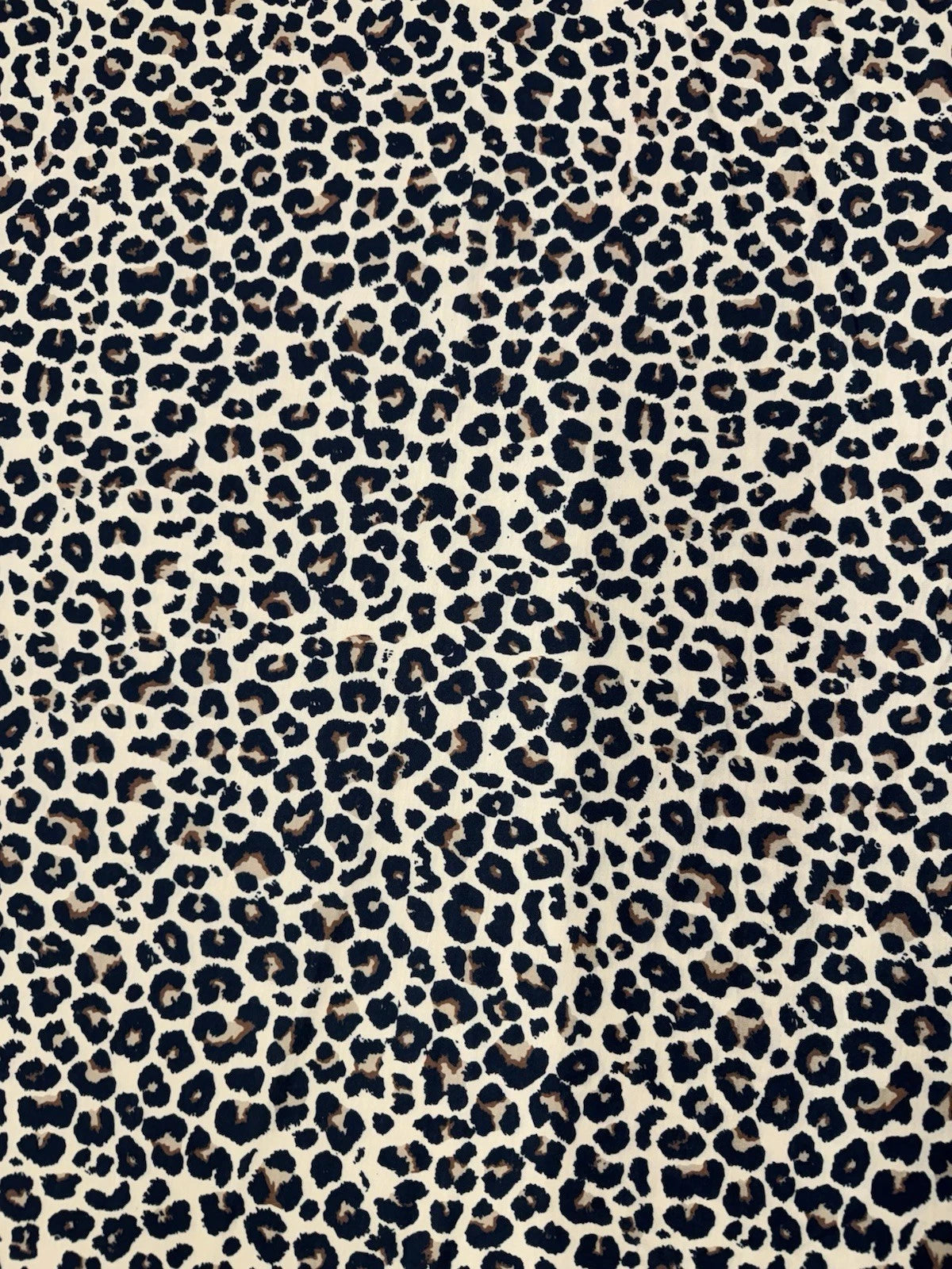 Classic Leopard Print Spun Polyester Jersey Fabric – Cream & Black 153cm