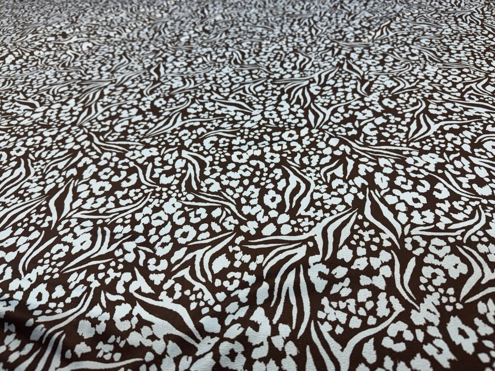 Black & Dusty Blue Abstract Animal Floral Spun Polyester Jersey Fabric 142cm