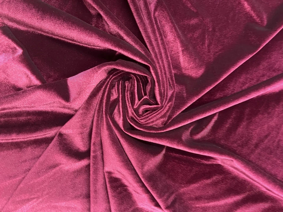Stretch Velvet Fabric for Dresses & Dancewear – Purple Berry, 152cm Wide